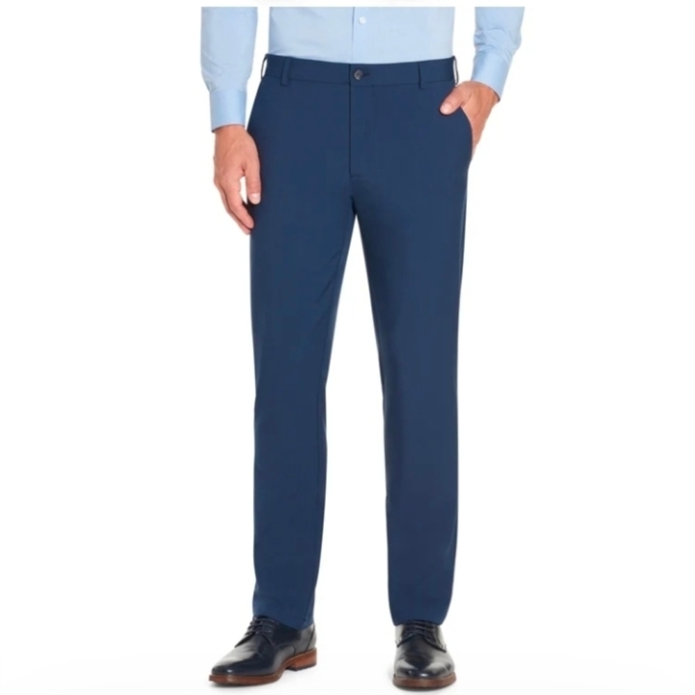 Van Heusen Flex Comfort Stretch Waistband Men's Slim Fit Flat Front Navy Black
